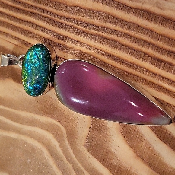 Botswana Agate & Triplet Opal Pendant - Picture 2 of 6